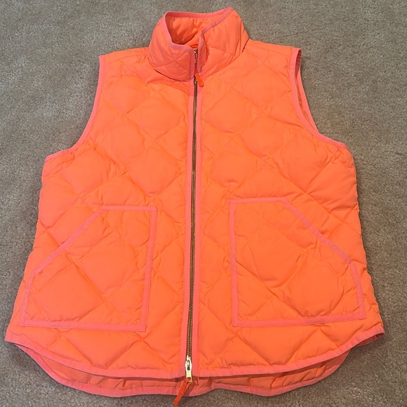 J. Crew Cabin Core Quilted Puffer Vest L Cabin Core Neon Bright Hiking - Picture 1 of 10